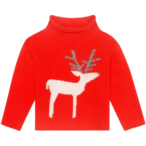[18-24m] Il Gufo Reindeer Sweater in Red