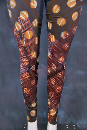 3136 Handprinted Legging Blue Coal-Layered Dots