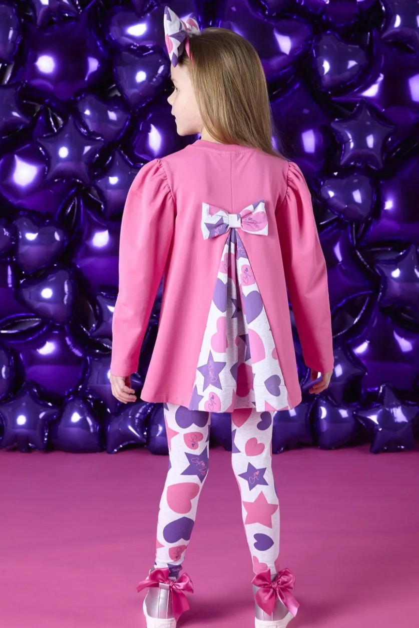 ADee TALLULAH Hot Pink Hearts And Stars Print Legging Set W244626