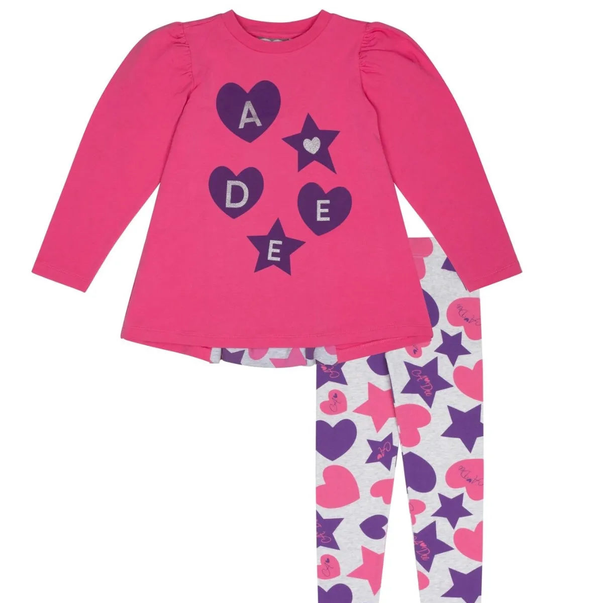 ADee TALLULAH Hot Pink Hearts And Stars Print Legging Set W244626