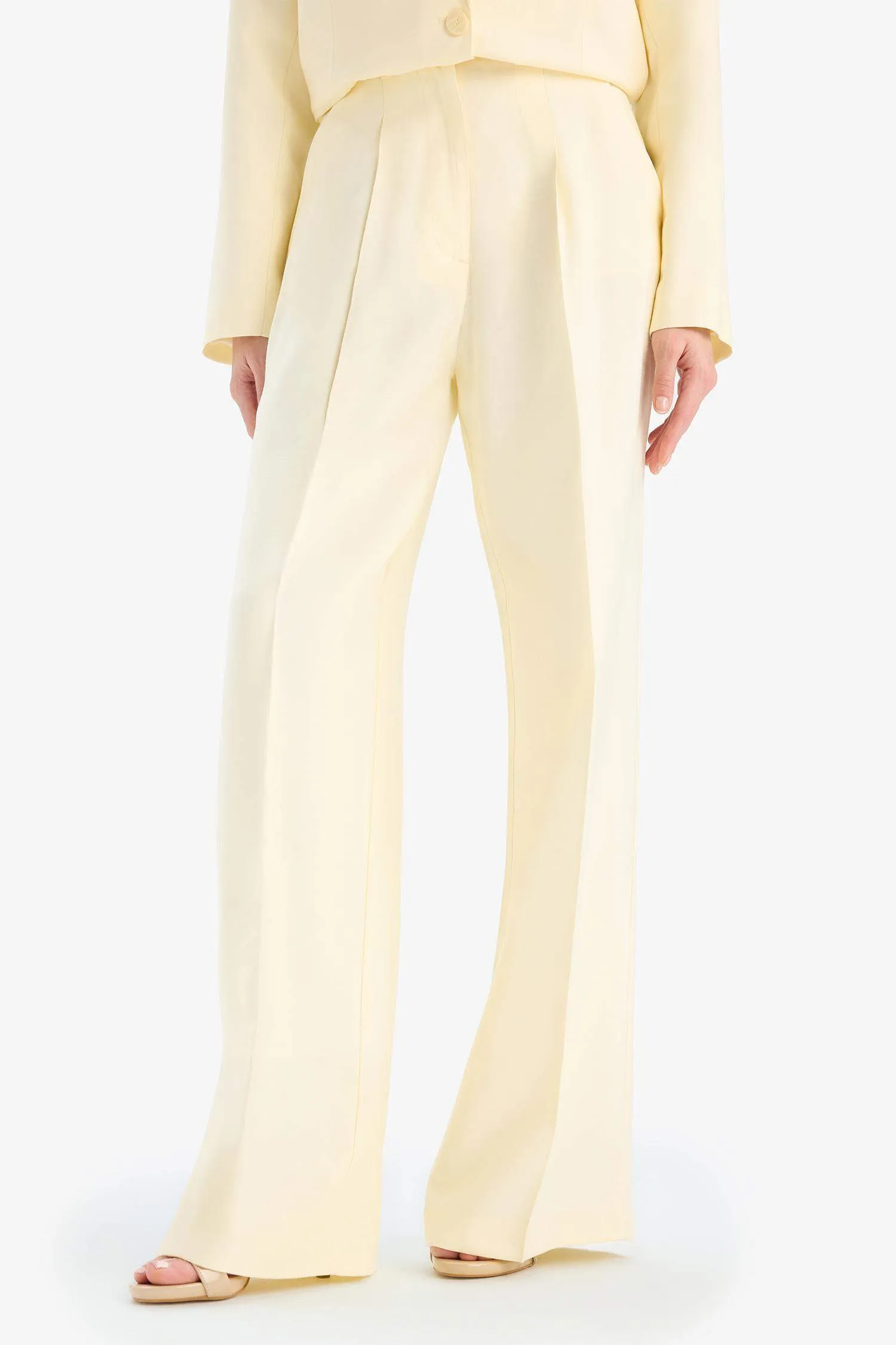 Afra x Defacto Tencel High Waist Wide Leg Tencel Trousers