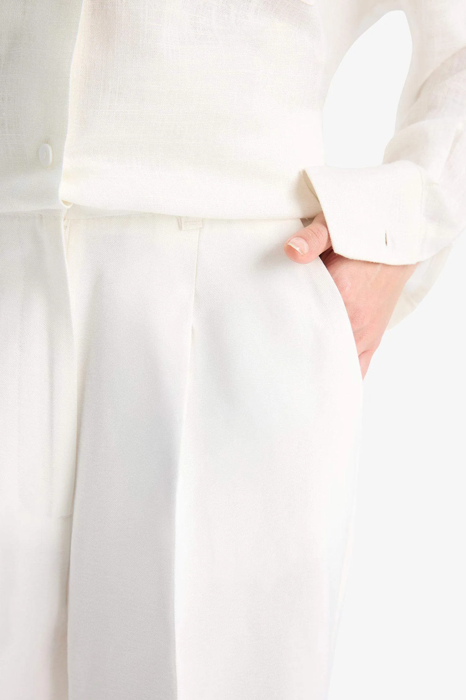 Afra x Defacto Tencel High Waist Wide Leg Tencel Trousers