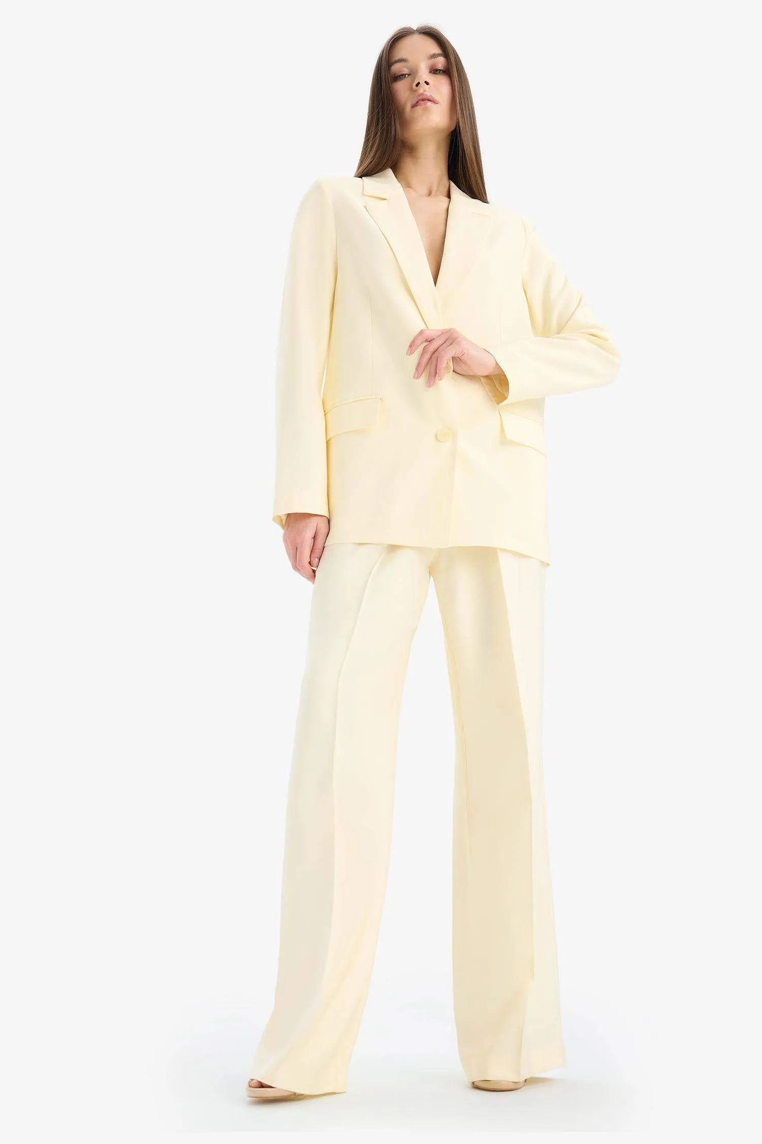Afra x Defacto Tencel High Waist Wide Leg Tencel Trousers