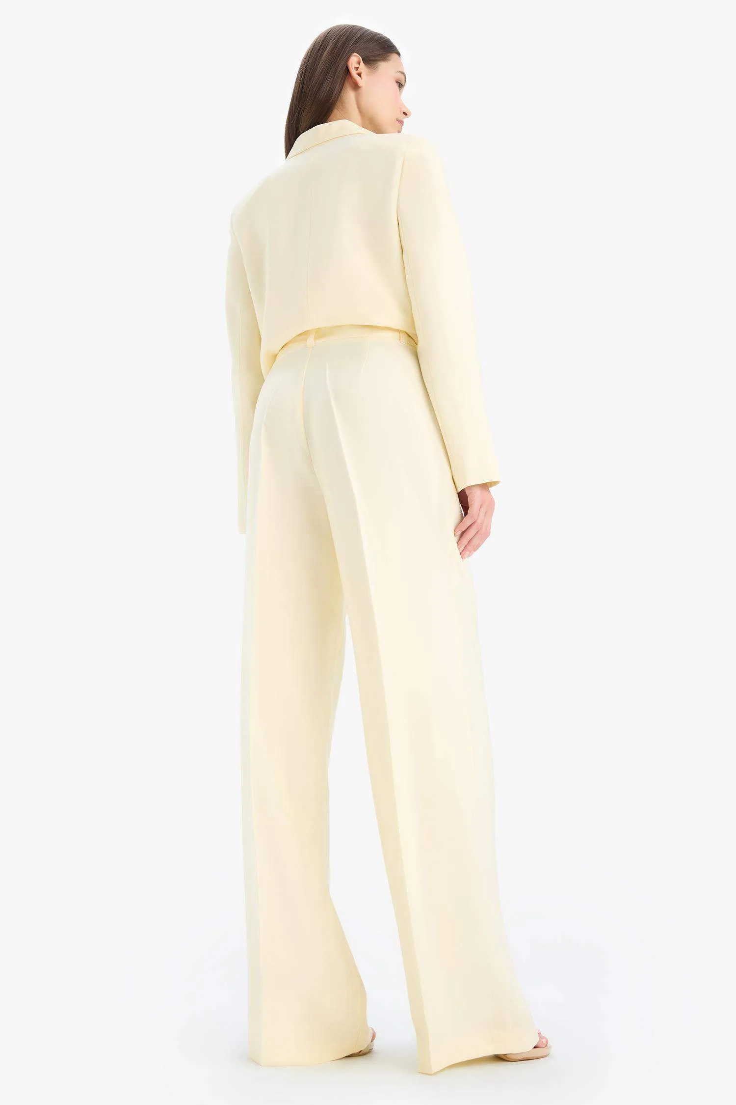 Afra x Defacto Tencel High Waist Wide Leg Tencel Trousers