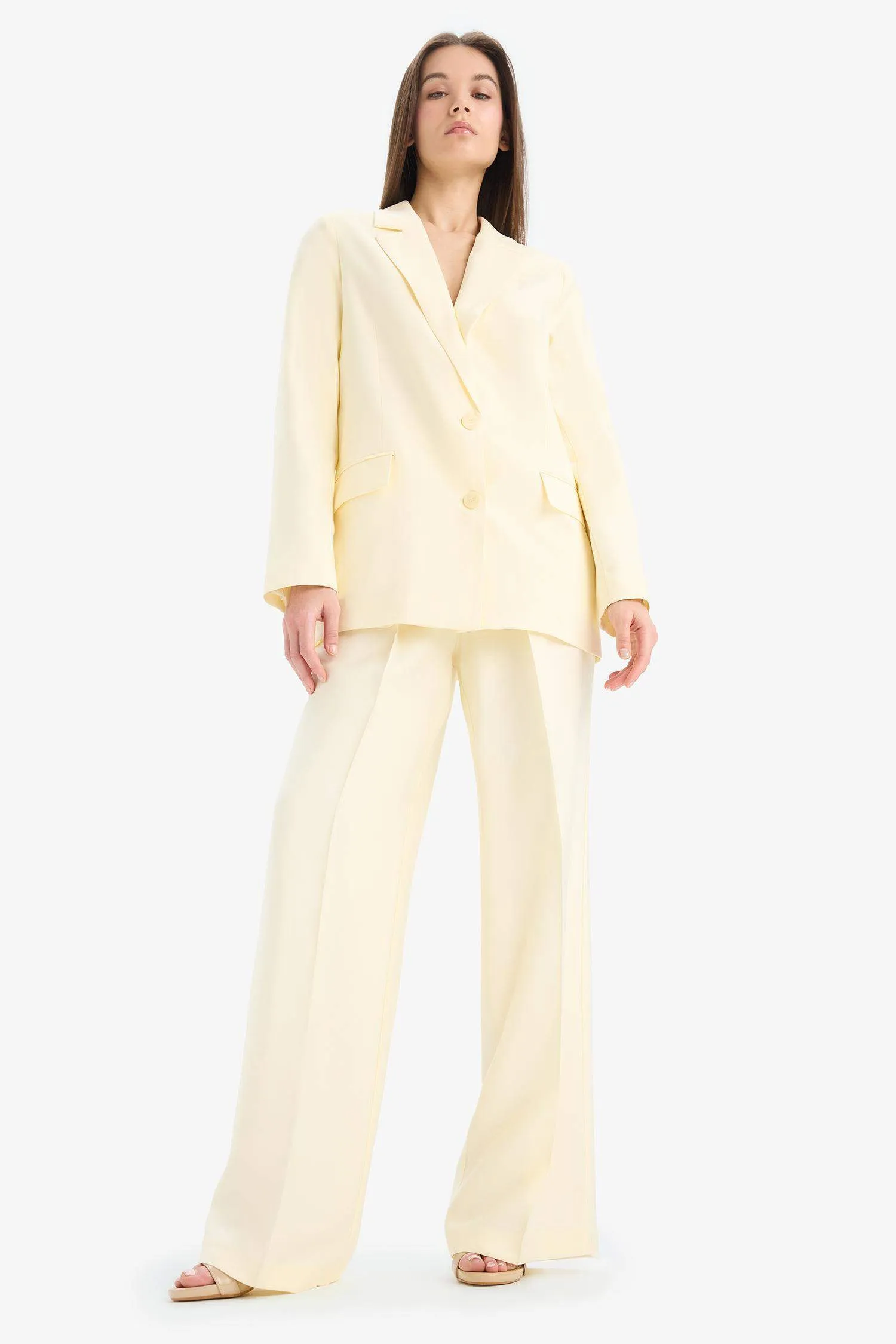 Afra x Defacto Tencel High Waist Wide Leg Tencel Trousers