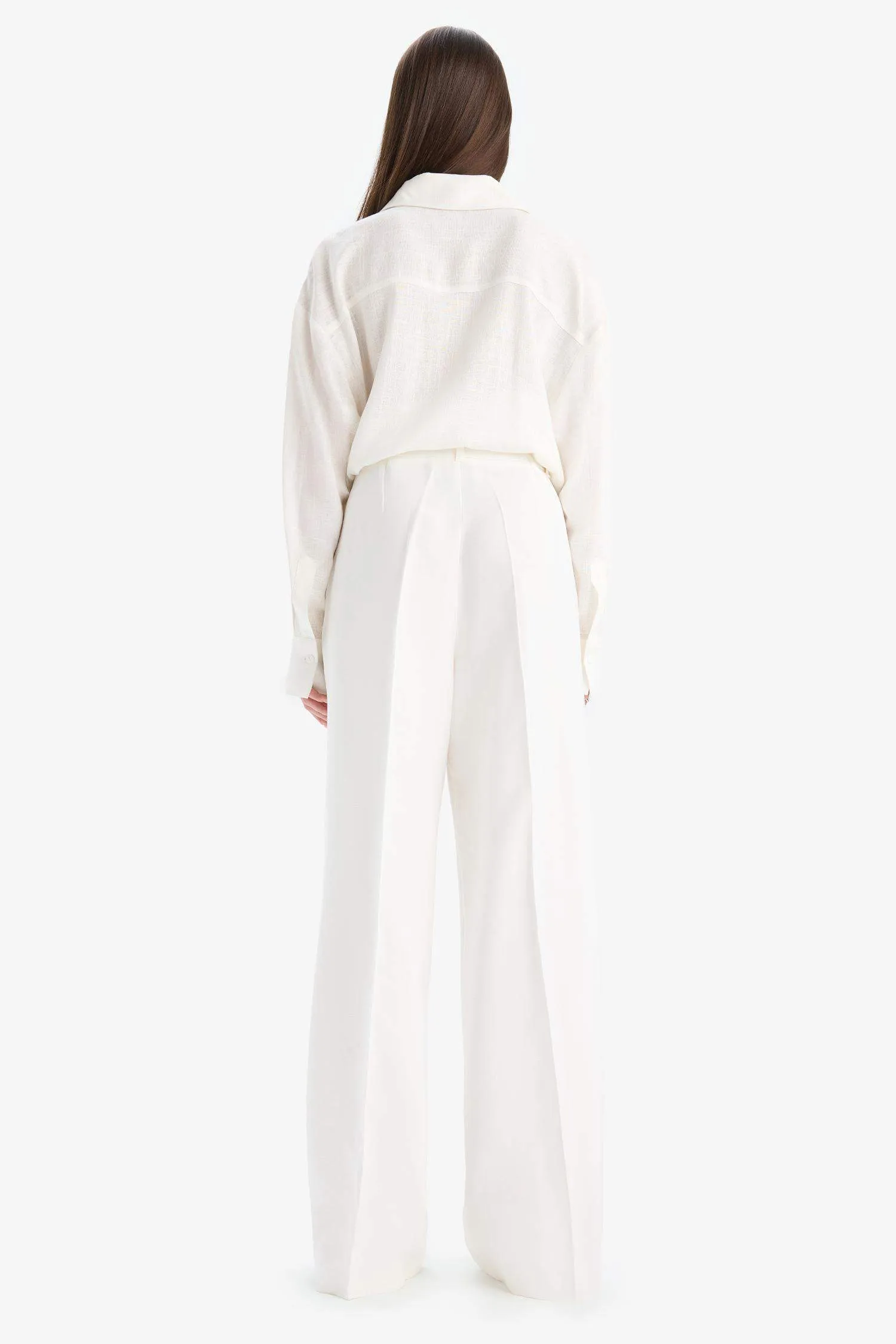 Afra x Defacto Tencel High Waist Wide Leg Tencel Trousers
