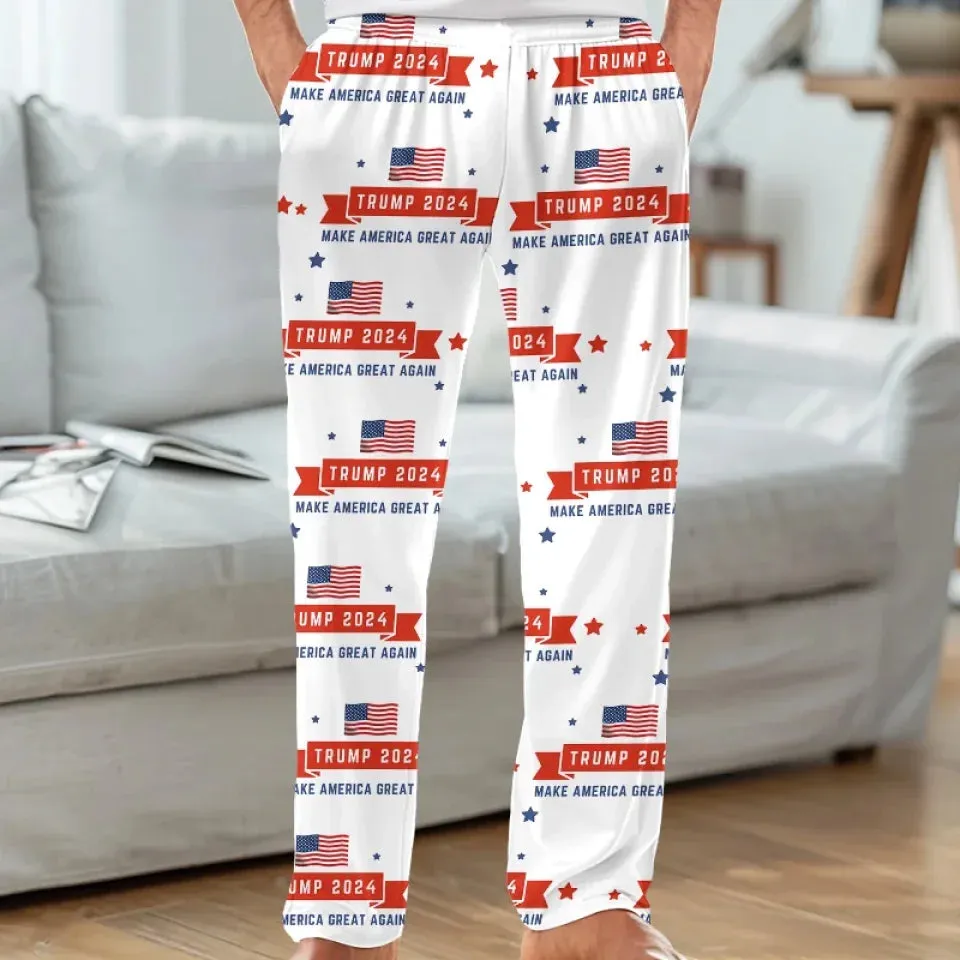 All My Love Is For America - US Elections Pajama Pants - Gift For Conservative Supporters