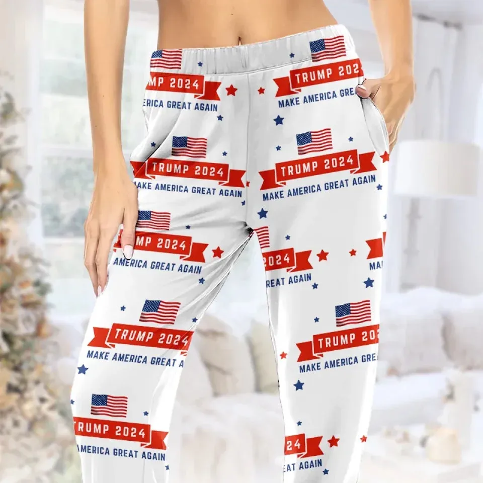 All My Love Is For America - US Elections Pajama Pants - Gift For Conservative Supporters