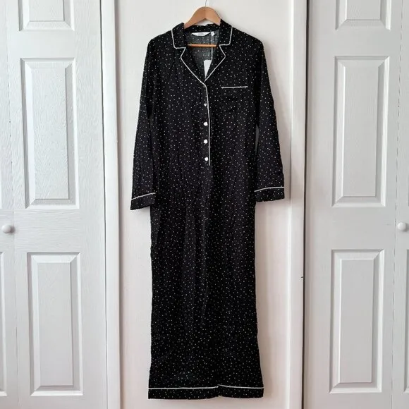 &amp; Other Stories Satin One Piece Pajamas in Black Heart Print