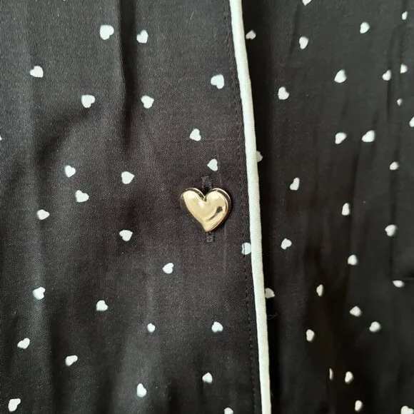 &amp; Other Stories Satin One Piece Pajamas in Black Heart Print