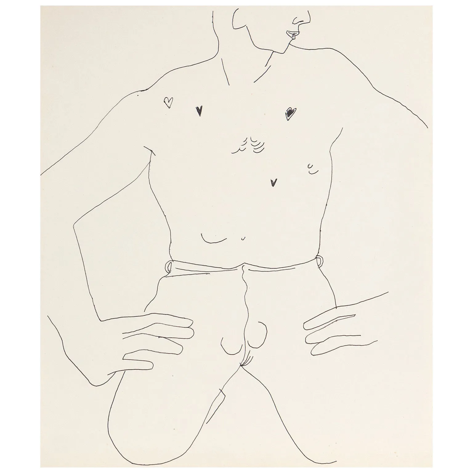 ANDY WARHOL "TOUGH TORSO" DRAWING, 1955