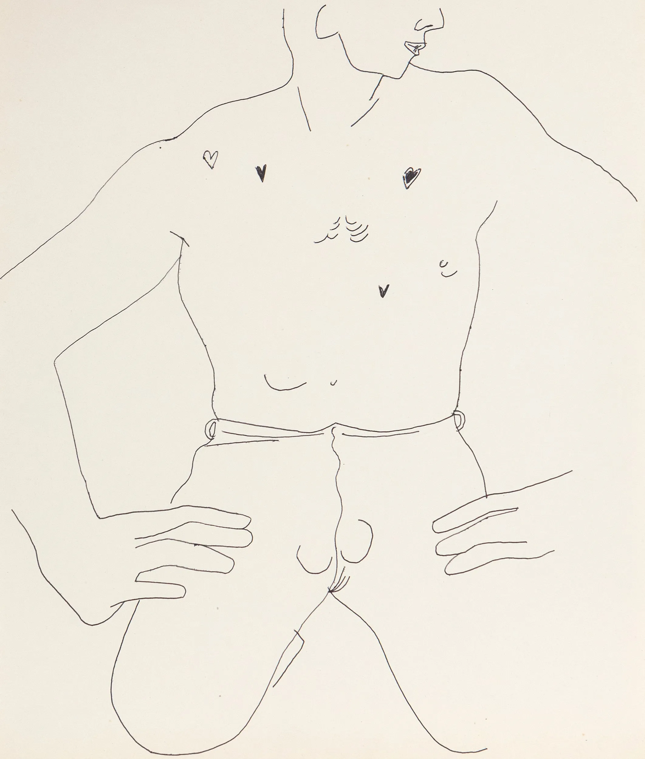 ANDY WARHOL "TOUGH TORSO" DRAWING, 1955