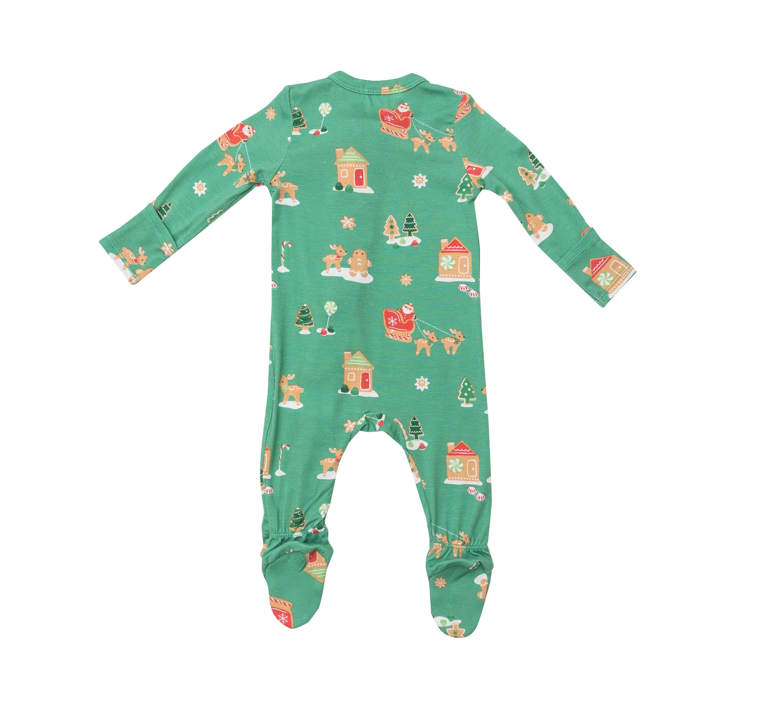 Angel Dear Gingerbread Sleigh Green Footie with Zipper