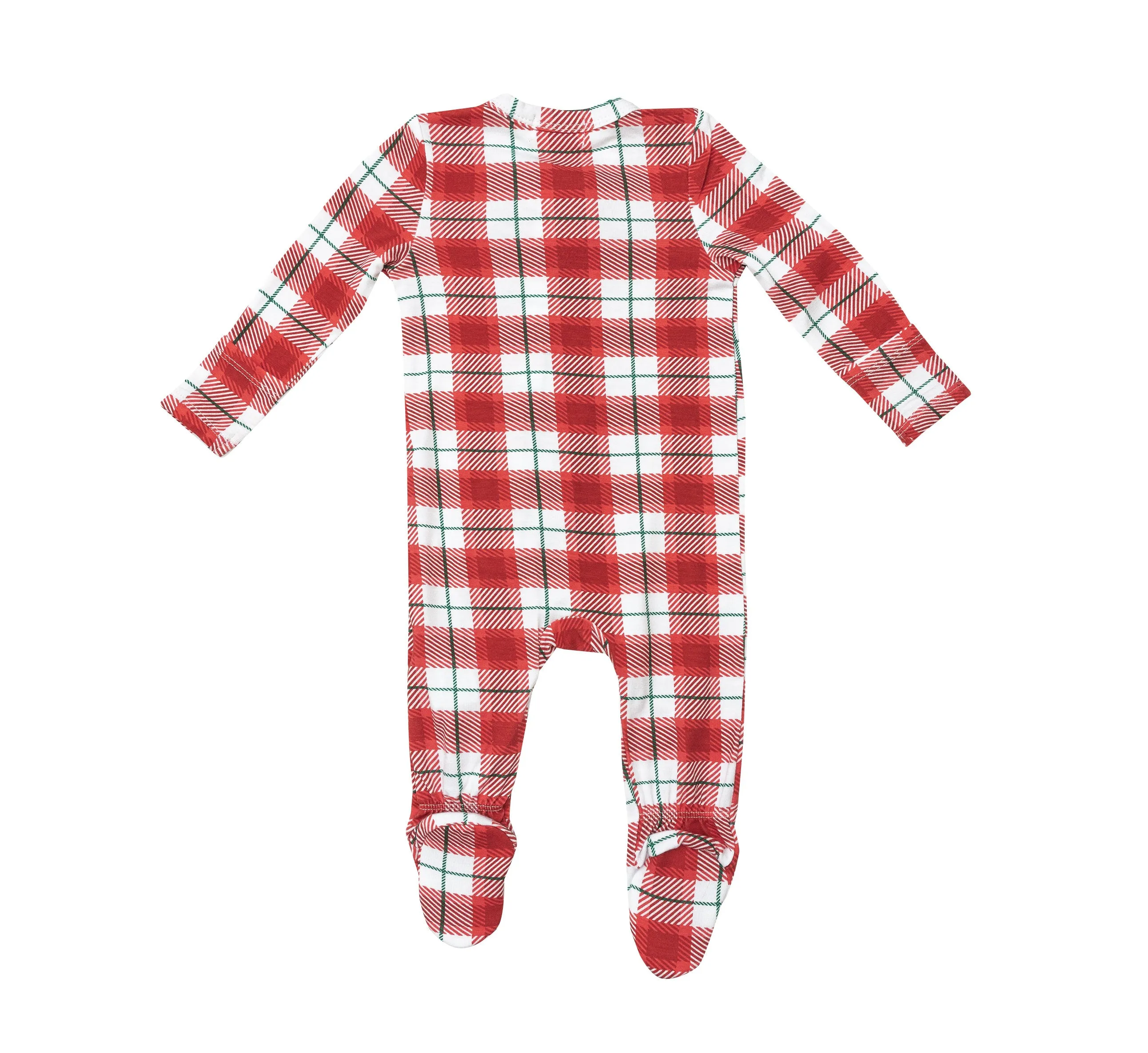 Angel Dear Holiday Red Plaid Footie with Zipper