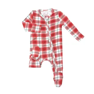 Angel Dear Holiday Red Plaid Footie with Zipper