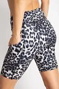 Animal Printed Yoga High Rise Butter Biker Shorts W/Side Pockets