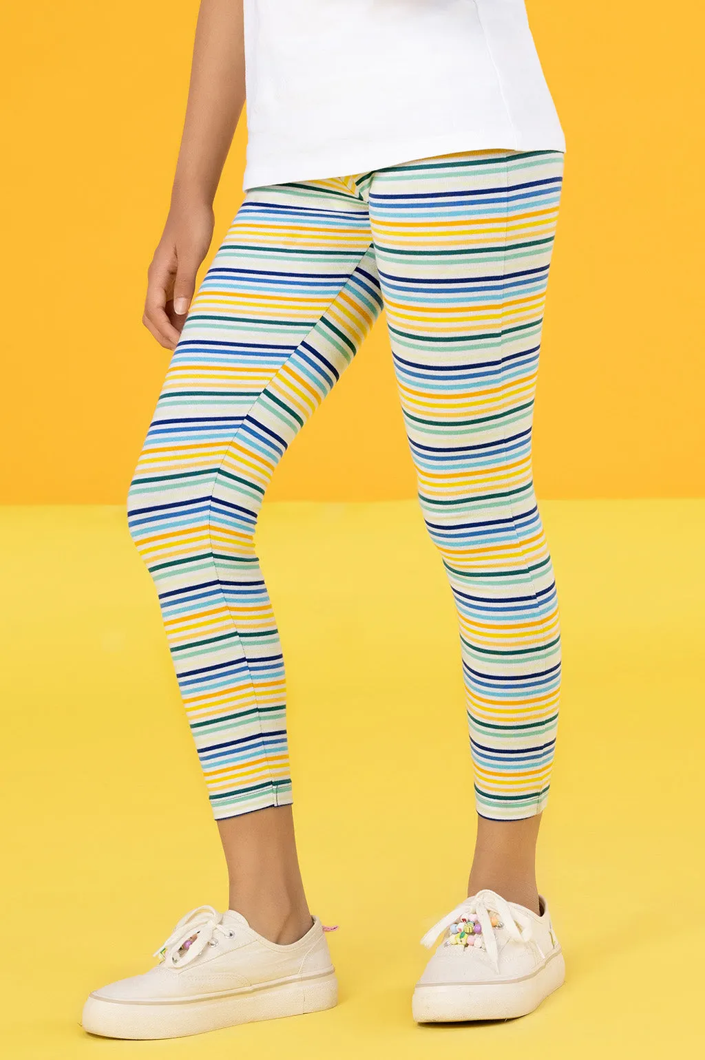 Arcade Girls Leggings Yellow Combed Cotton