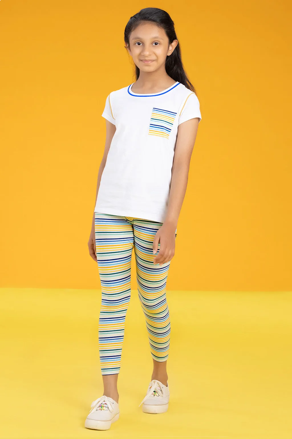 Arcade Girls Leggings Yellow Combed Cotton