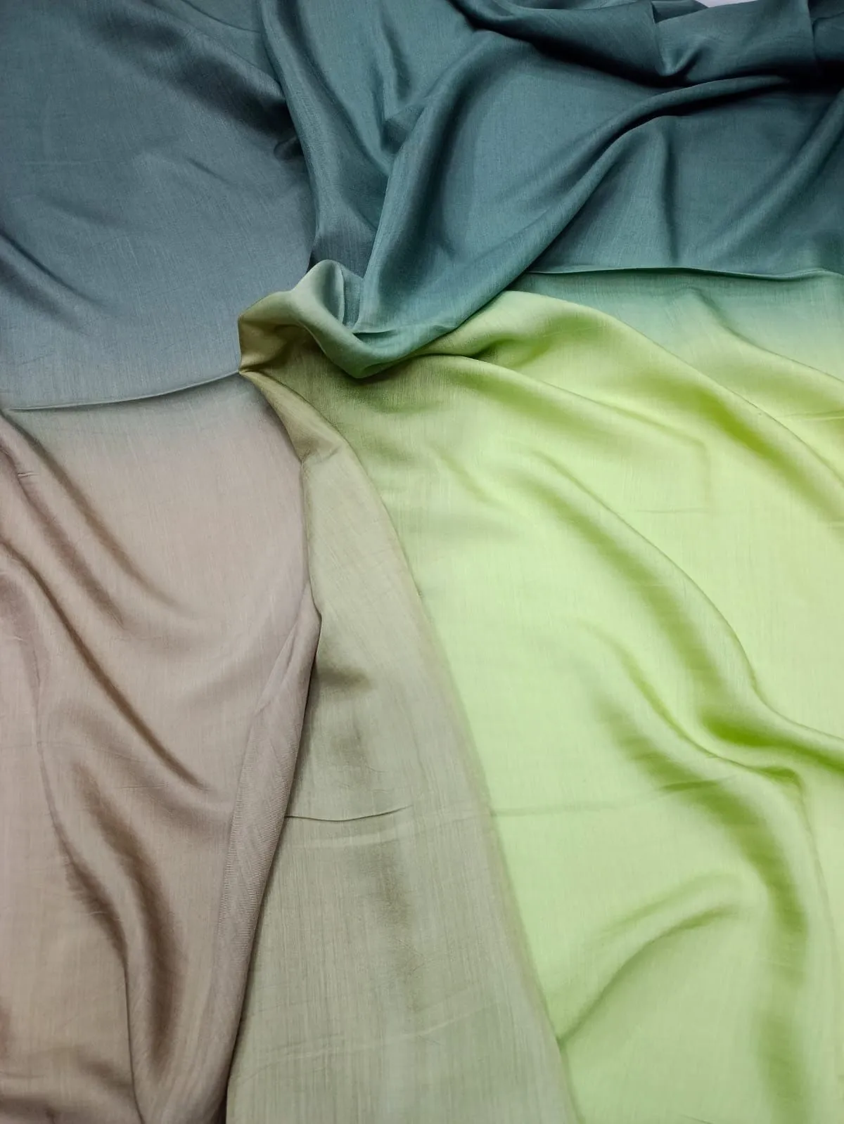Artisanal Hand Dyed Soft Modal Muslin Mul Silk Ombre Shaded Fabric