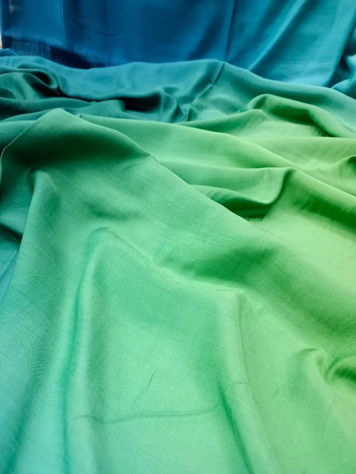 Artisanal Hand Dyed Soft Modal Muslin Mul Silk Ombre Shaded Fabric