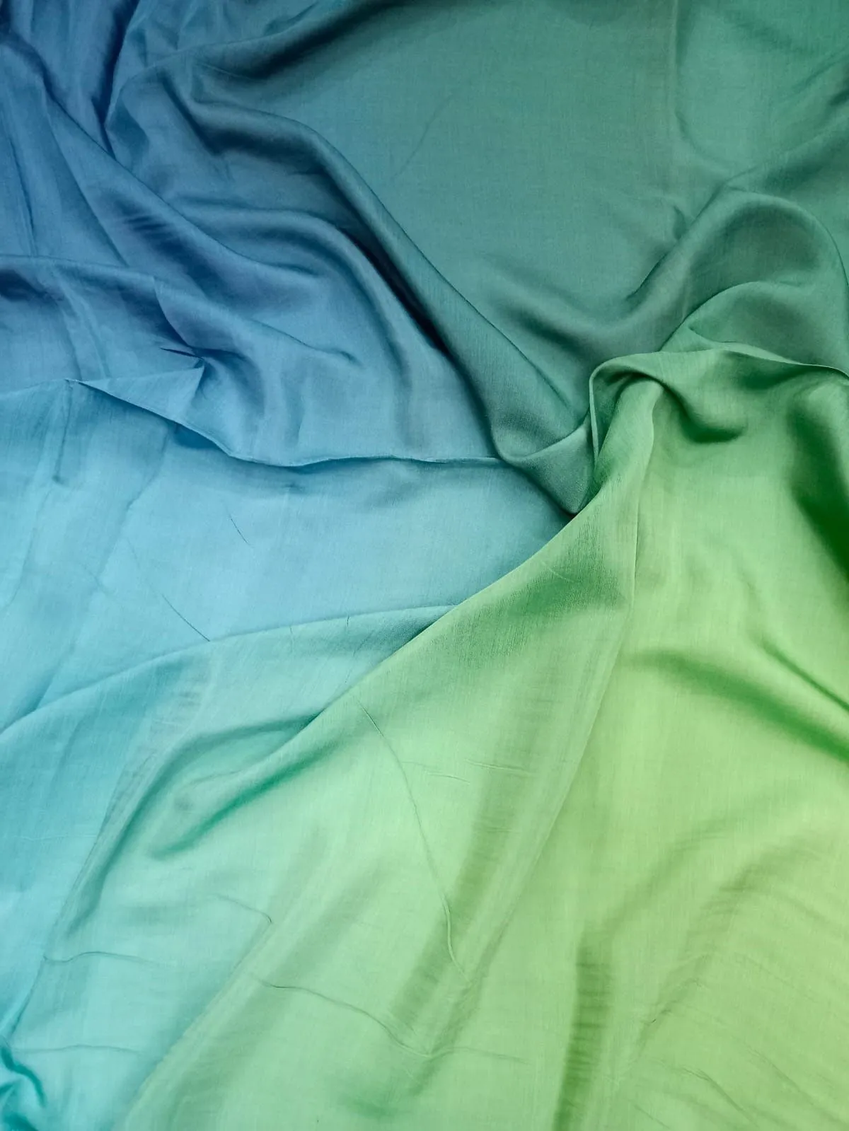 Artisanal Hand Dyed Soft Modal Muslin Mul Silk Ombre Shaded Fabric