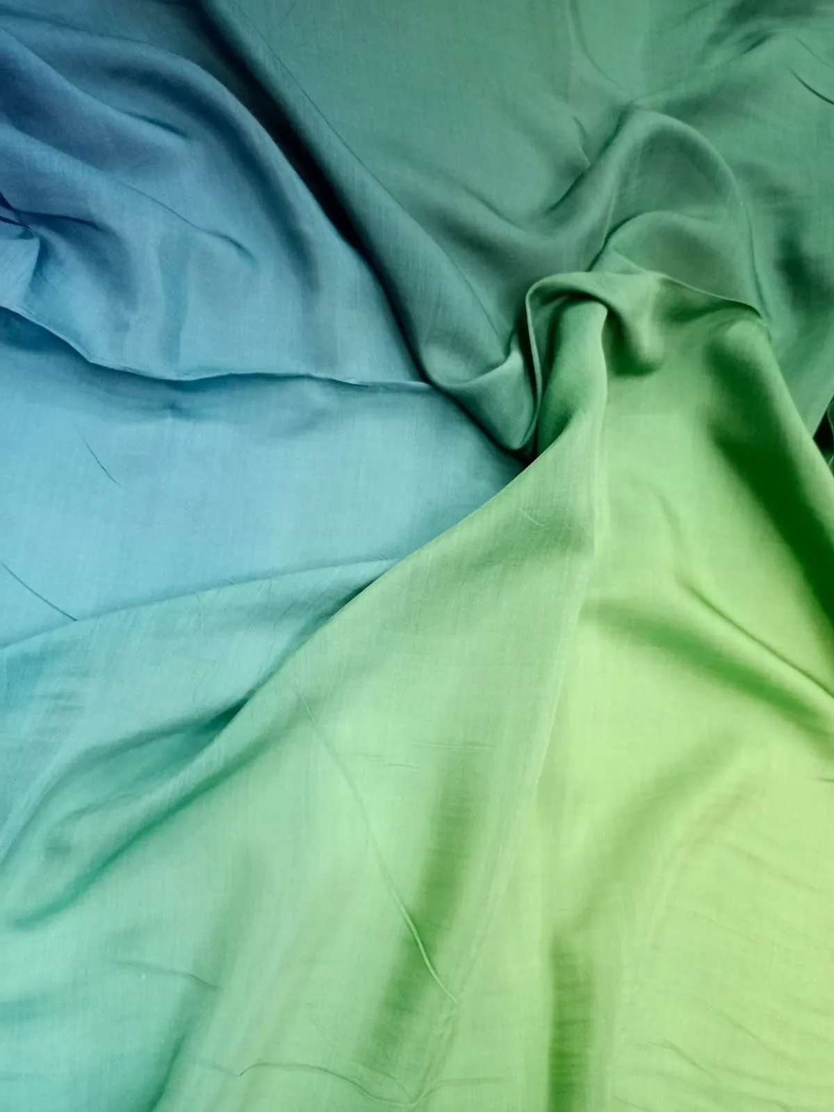 Artisanal Hand Dyed Soft Modal Muslin Mul Silk Ombre Shaded Fabric