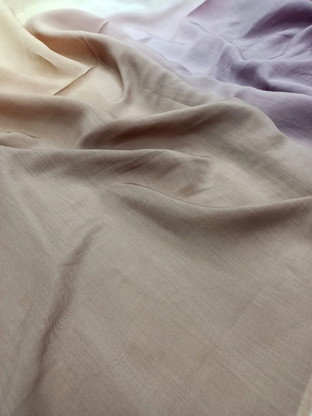 Artisanal Hand Dyed Soft Modal Muslin Mul Silk Ombre Shaded Fabric