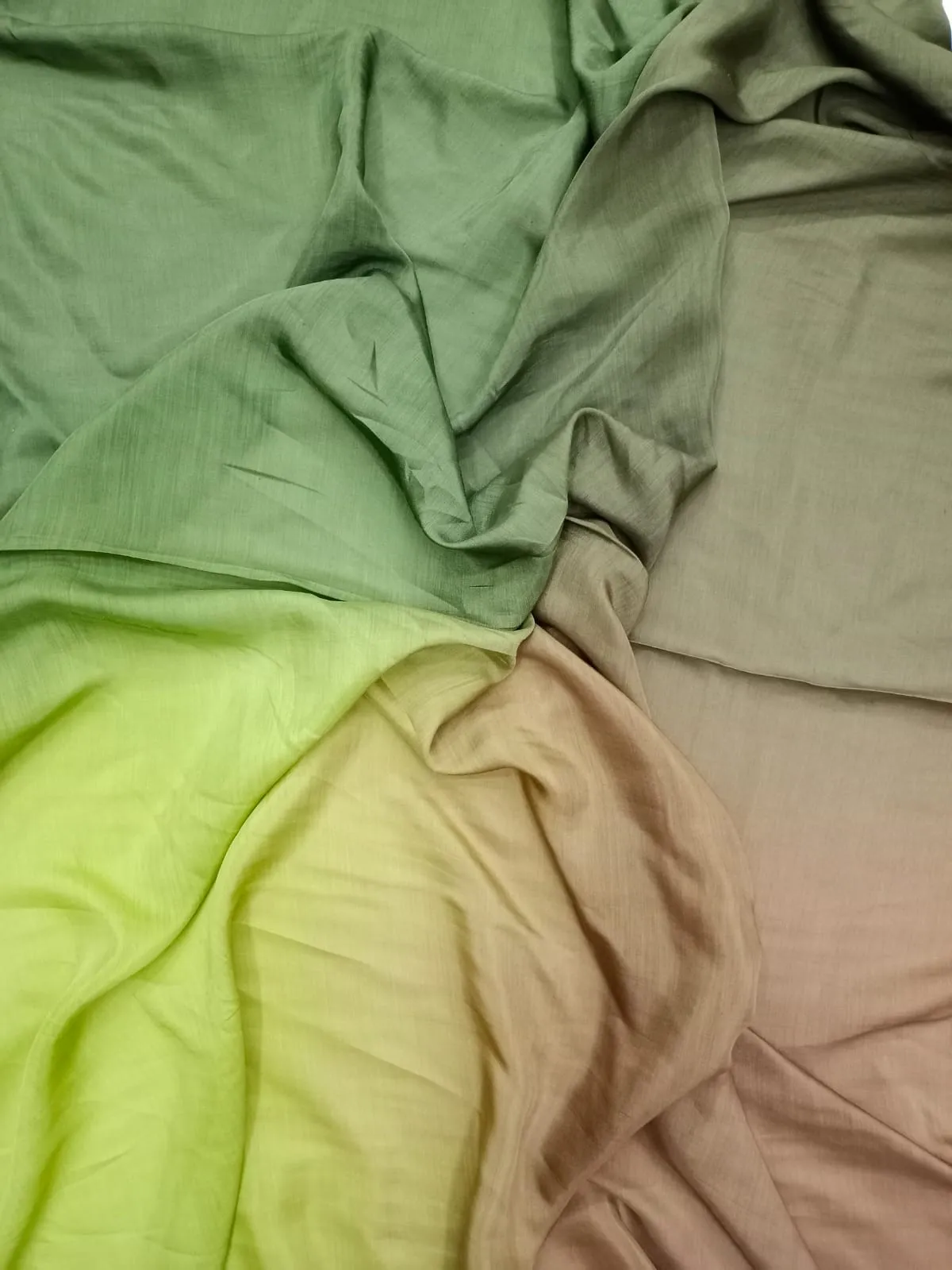 Artisanal Hand Dyed Soft Modal Muslin Mul Silk Ombre Shaded Fabric