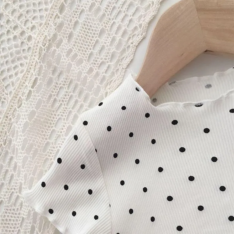 Baby Pajamas Summer Thin Suit Polka Dot Girls Two-piece Home Service Children's Air-conditioning Suit Girls