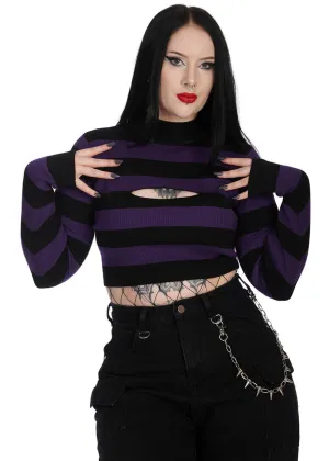 Banned Alternative Crash Into Me Peekaboo Longsleeve Violet Black