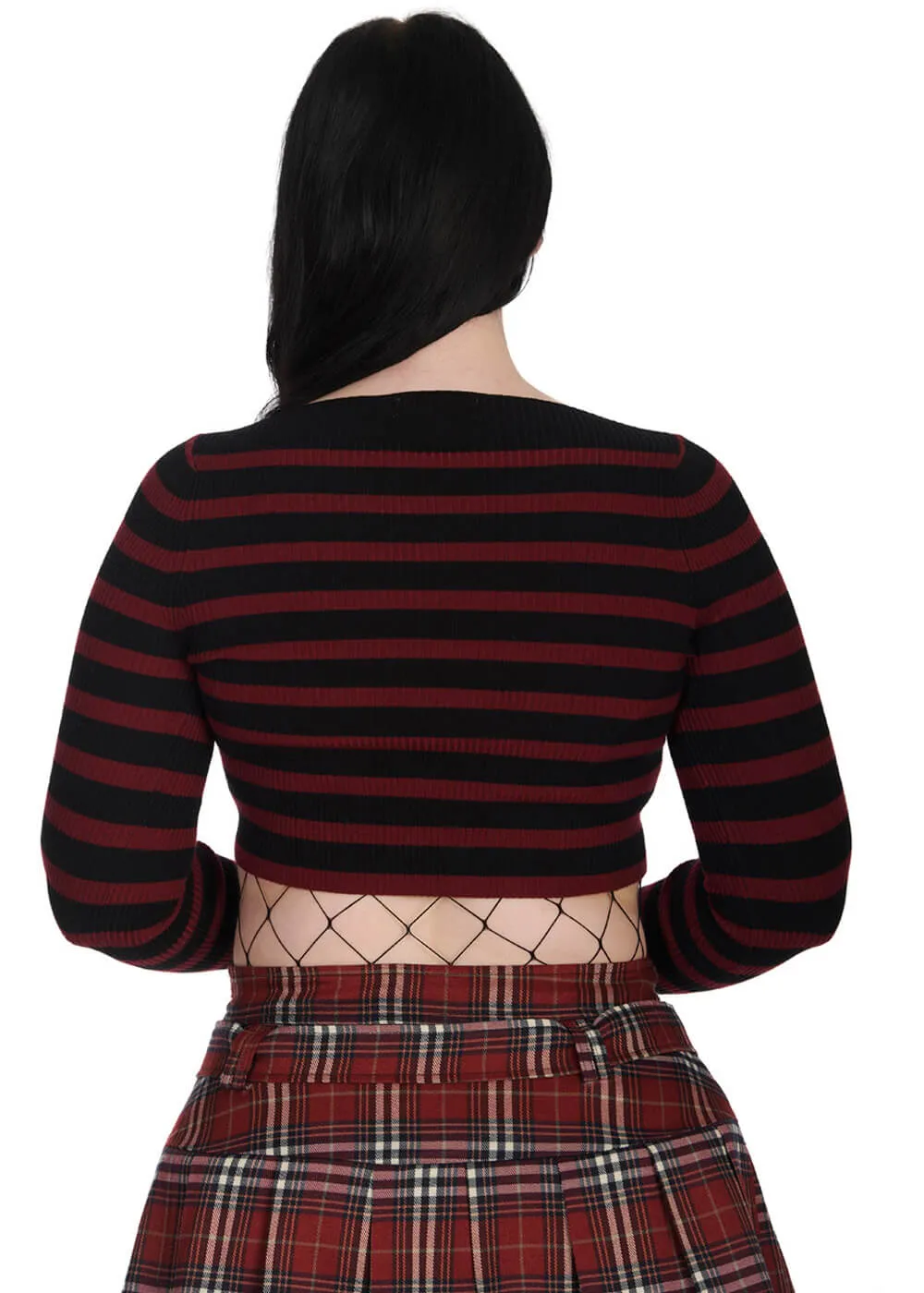Banned Frances Striped Longsleeve Burgundy Black
