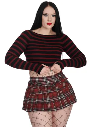 Banned Frances Striped Longsleeve Burgundy Black