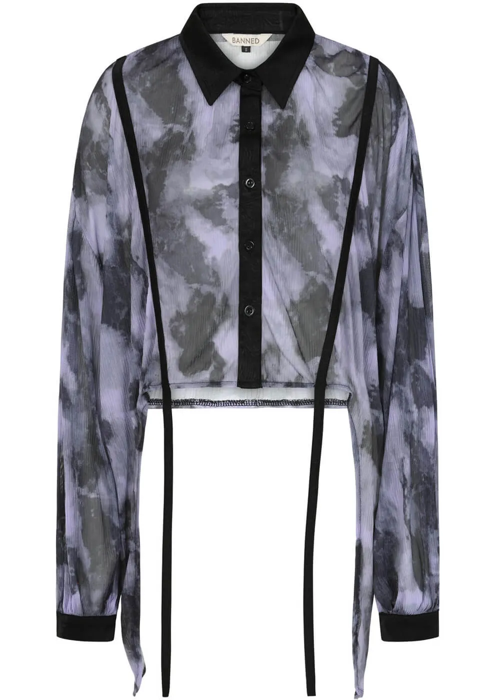 Banned Selene Mesh Blouse Black Lilac