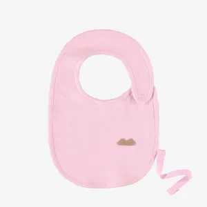 Bavoir à minces rayures mauves et crèmes en coton biologique, naissance || Purple and cream thin striped bib in organic cotton, newborn