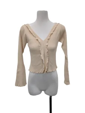 Beige V-Neck Top