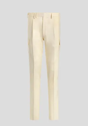 Beige Virgin Wool Cargo Trousers