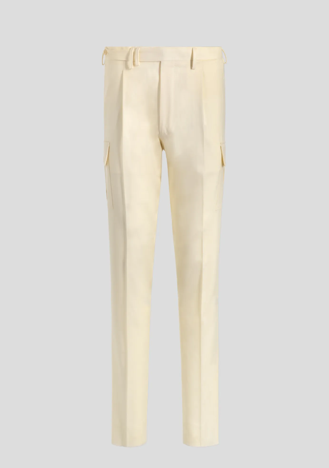 Beige Virgin Wool Cargo Trousers