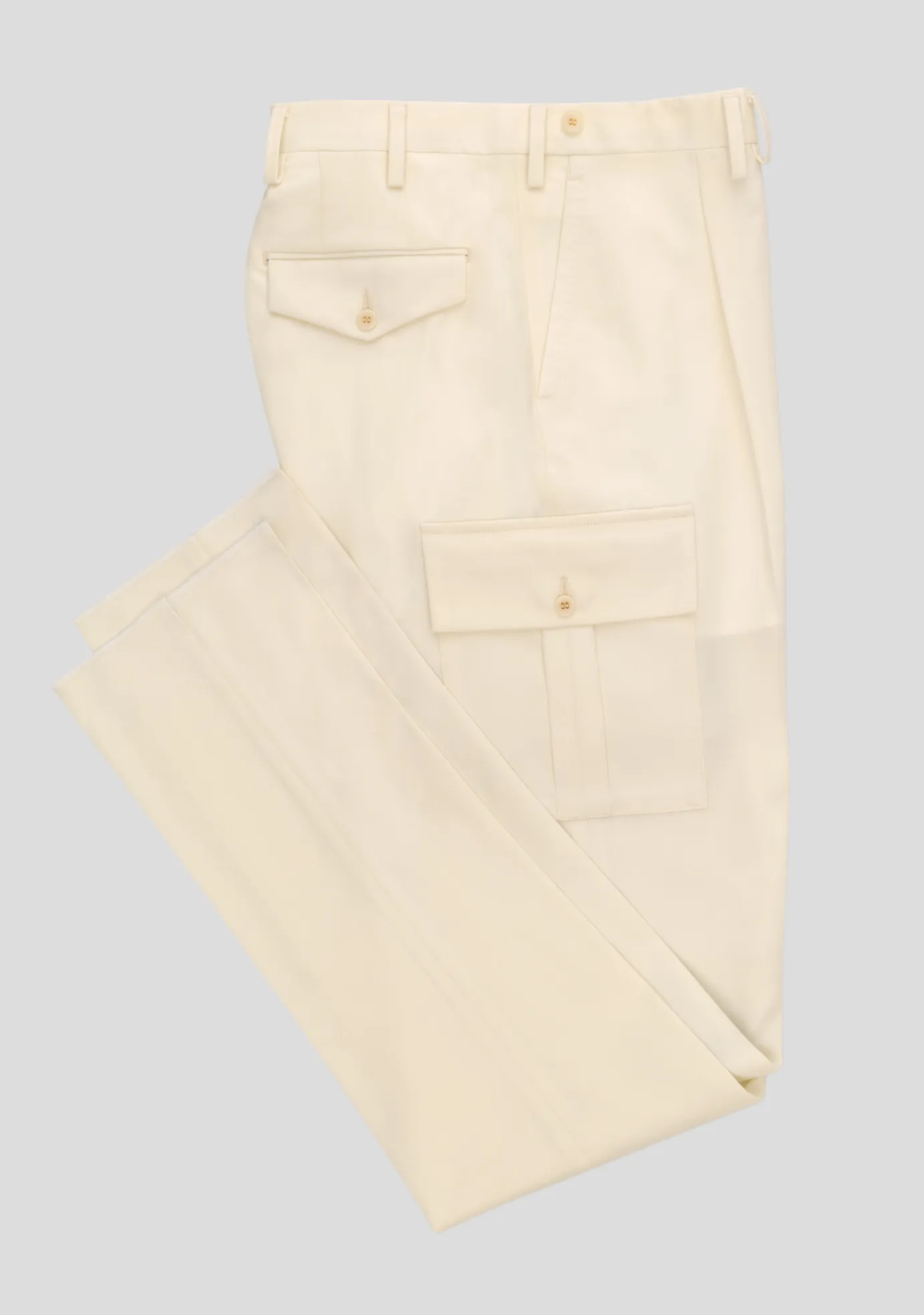Beige Virgin Wool Cargo Trousers