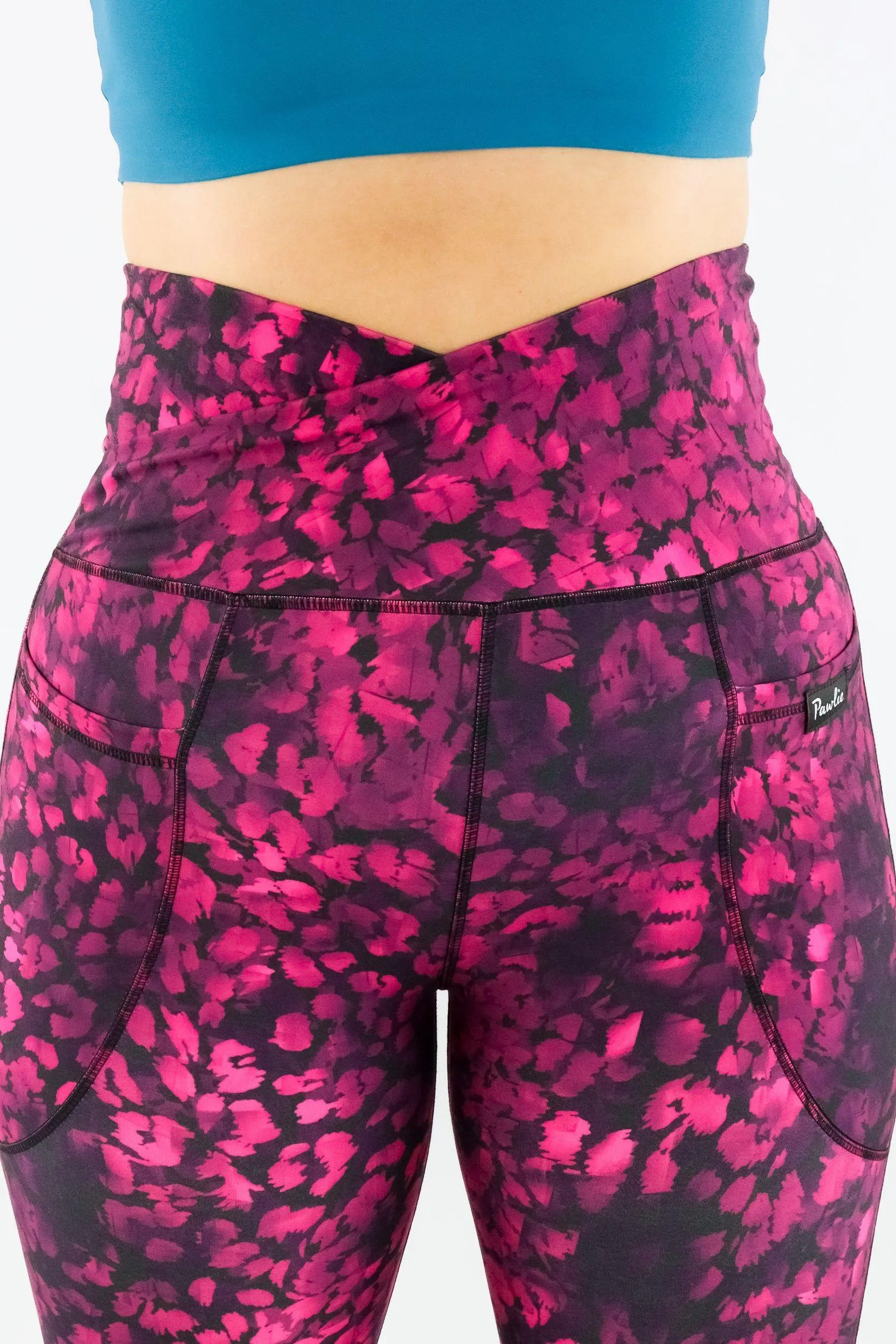 Berry Leopard - Long Flarey Leggings - Leg Pockets