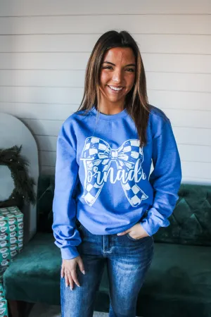 Big Bow Tornado Graphic Sweatshirt • Heather Blue - FINAL SALE