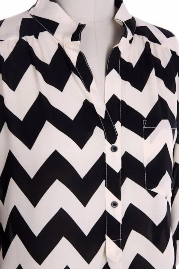 Black Chevron Blouse