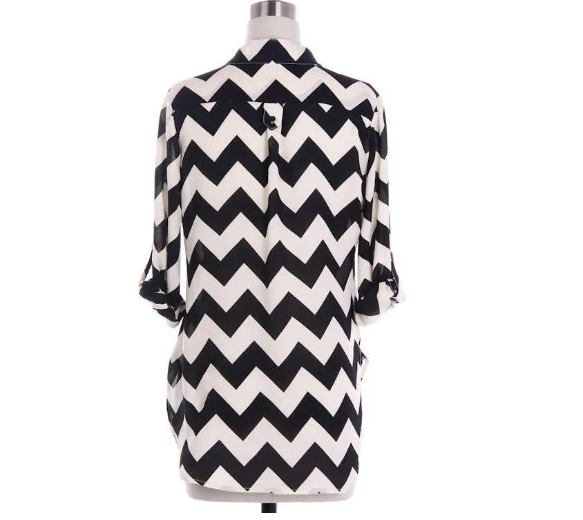 Black Chevron Blouse