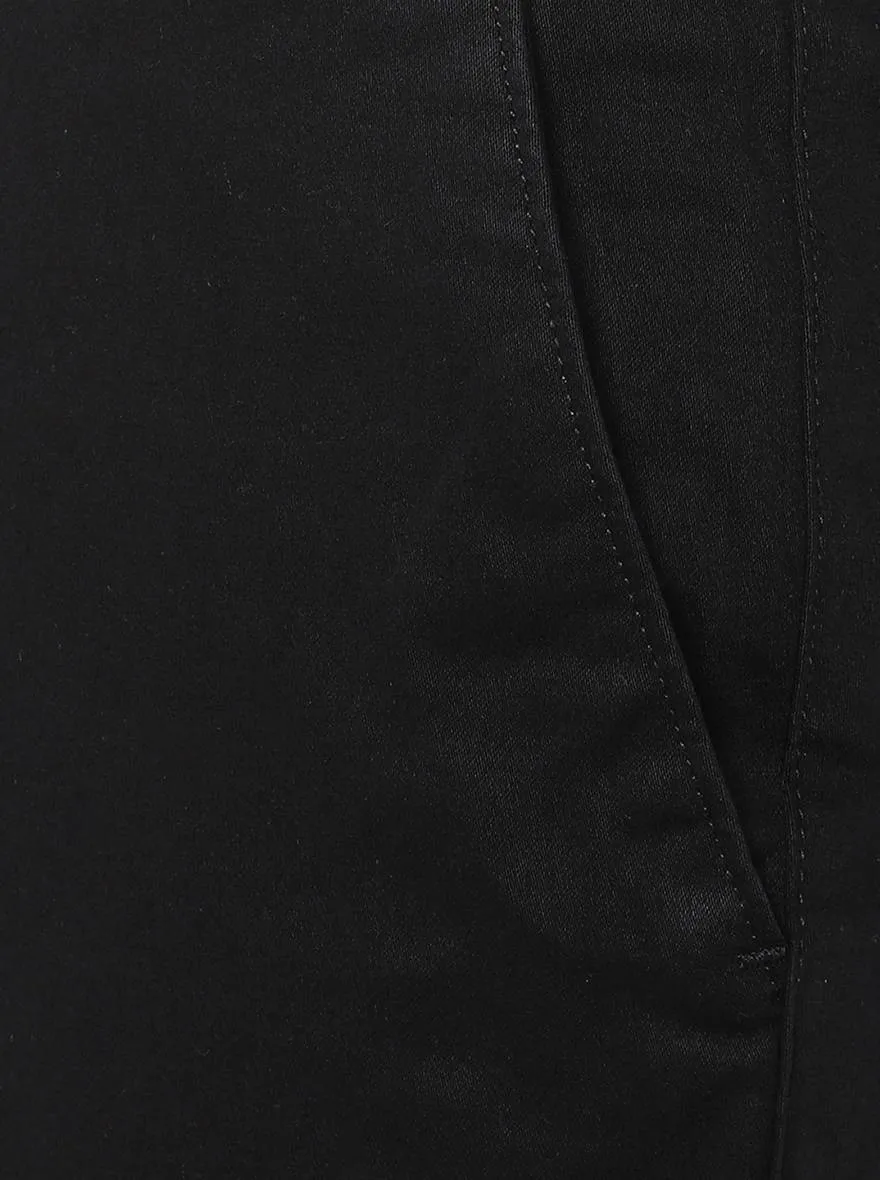 Black Solid Slim Fit Casual Trouser | Greenfibre