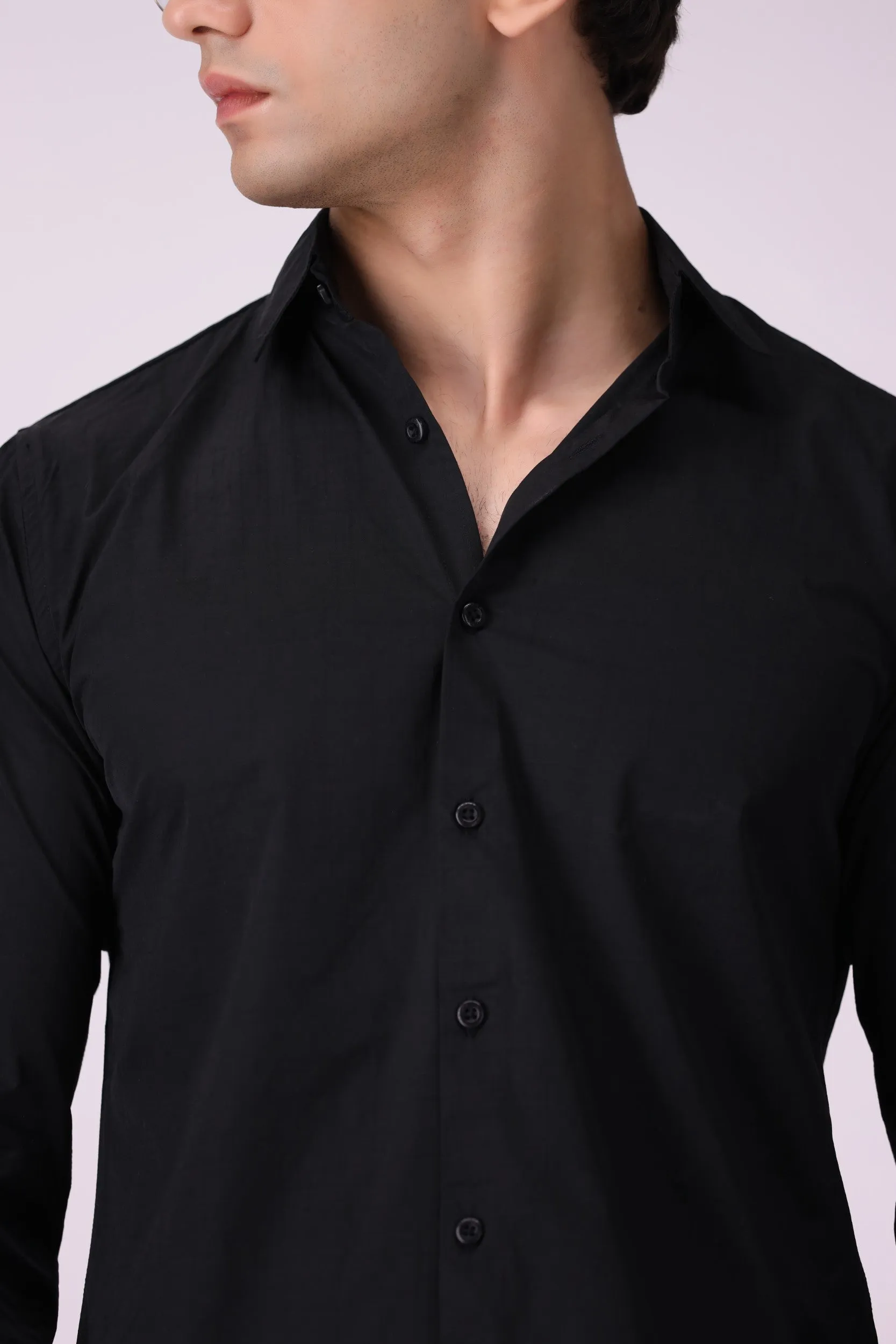 Black Textured Casual Shirt