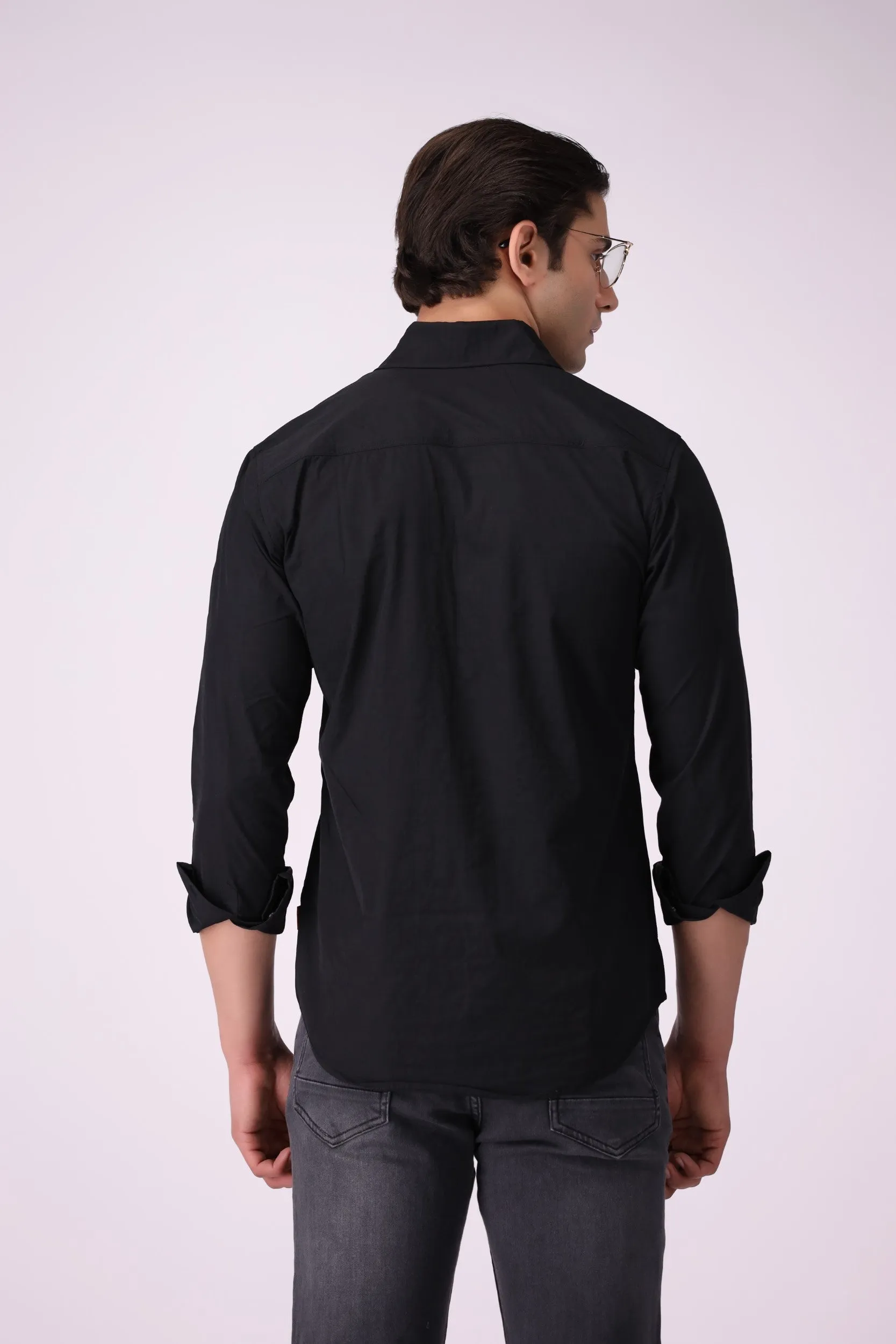 Black Textured Casual Shirt
