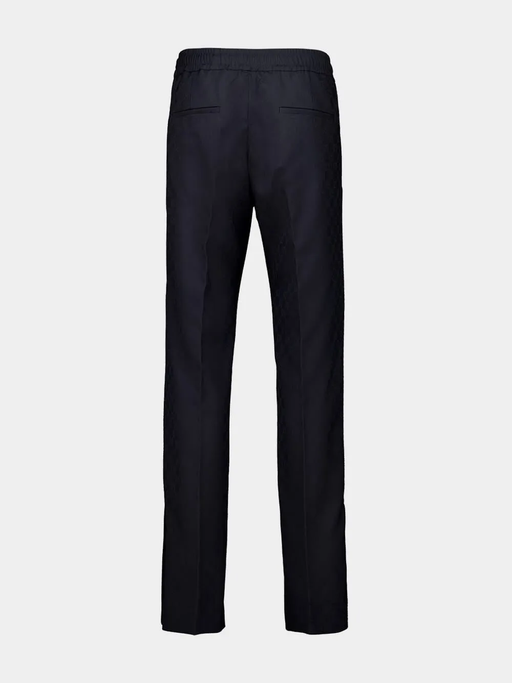 Blue Polyester GG Jacquard Pants