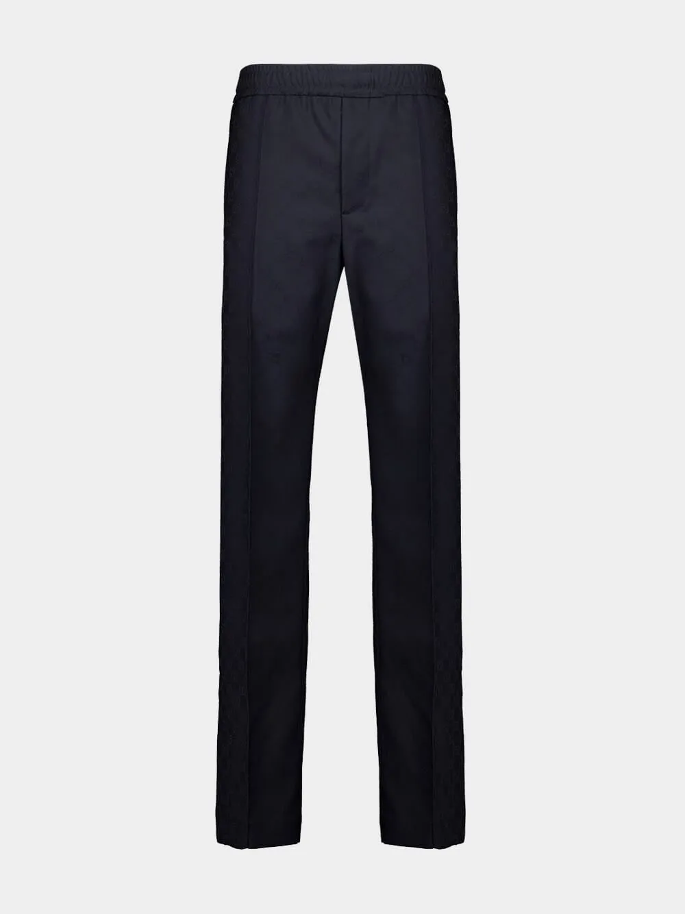 Blue Polyester GG Jacquard Pants