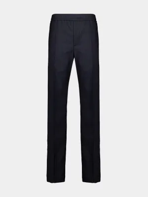 Blue Polyester GG Jacquard Pants