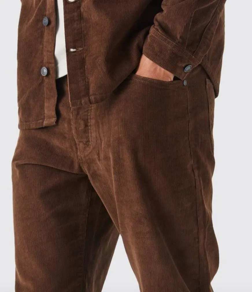 Boohoo Man Mens Cord Relaxed Fit Chocolate Pants Size 32R