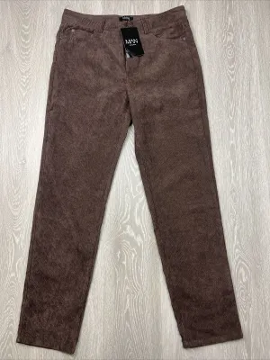 Boohoo Man Mens Cord Relaxed Fit Chocolate Pants Size 32R